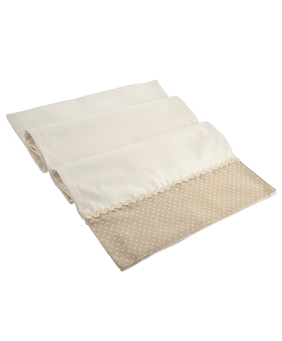 *Table runner tessuto bianco bordo pois 40×180 cm*