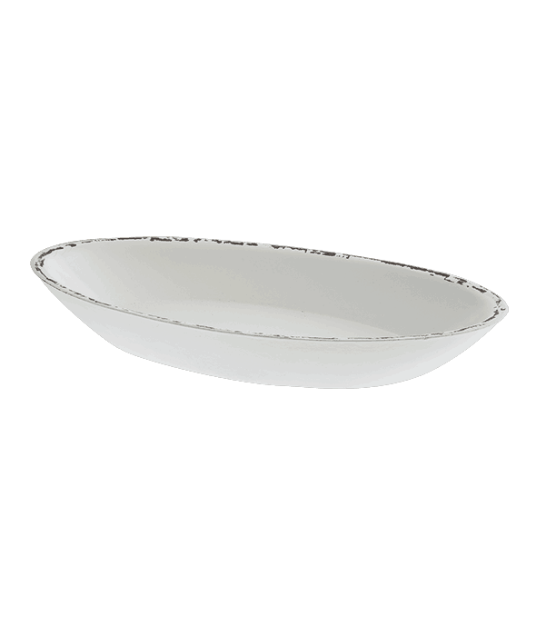 Vassoio ovale MDF bianco anticato 35×18 cm