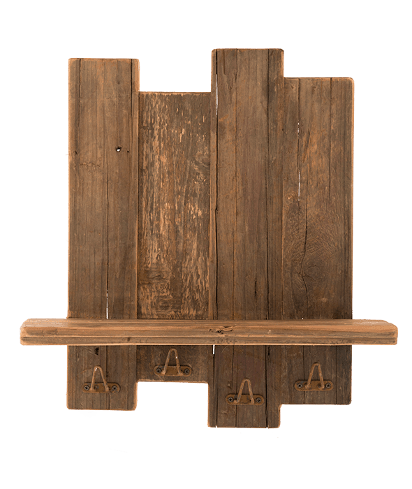 Mensola legno vintage c/ganci 42x11x44 cm