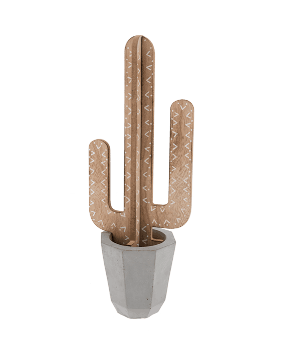 Cactus legno incastro c/base cemento h.35 cm