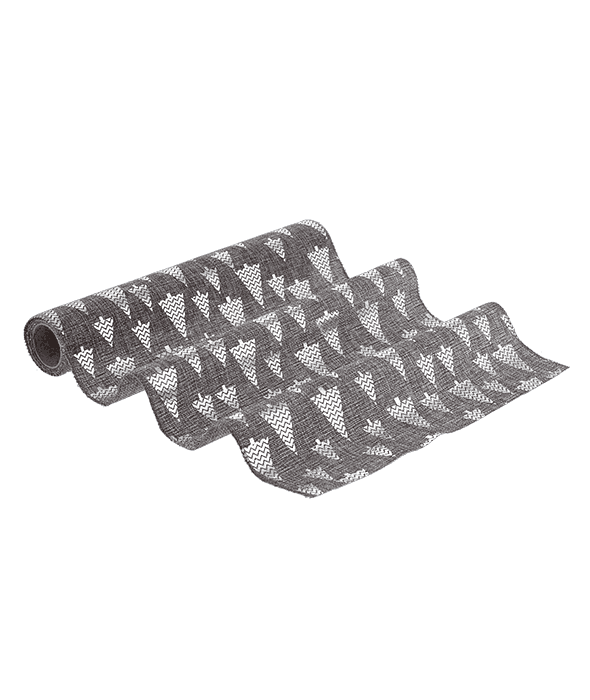 Rotolo juta grigio decoro pini argento 35×200 cm