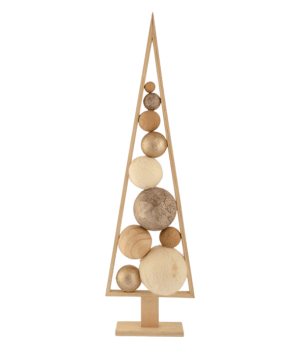 Sagoma pino legno sfere polistirolo-legno h.70 cm