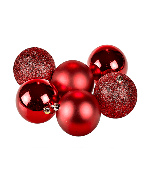 6 Palle di Natale plastica rossa d.8 cm