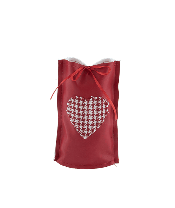 Sacchetto ecopelle rosso cuore  11x4x15 cm