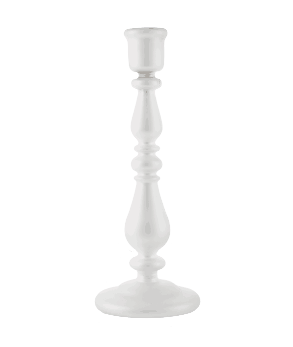 Candeliere vetro argento perlato h.31 cm
