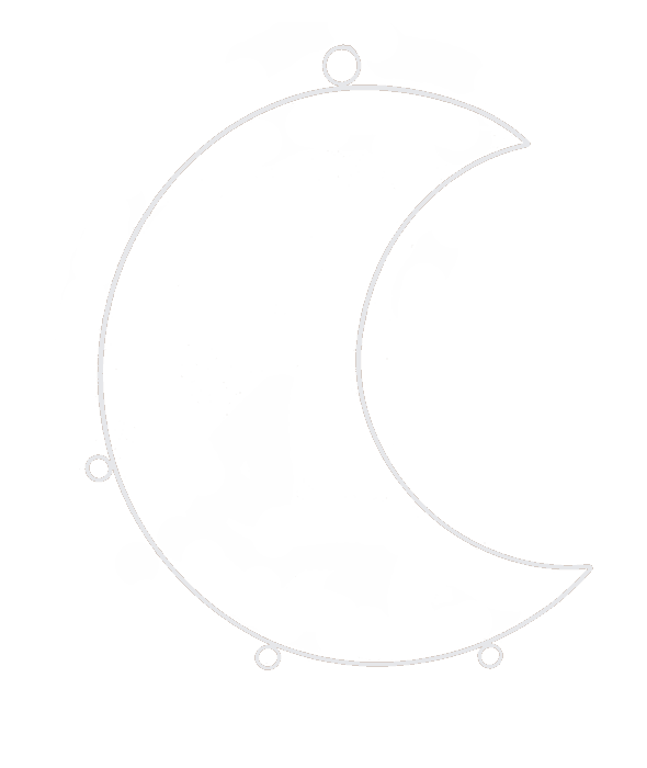 Sagoma d’appendere luna metallo bianco 35×70 cm