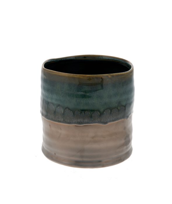 *Vaso ceramica verde-tortora smalto 13×13 cm*