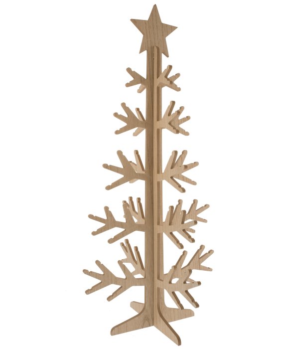 Albero incastro legno c/rami e stella h.90 cm